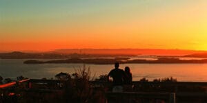 Custom diamond engagement ring by Diamond Studio NZ at North Head, Devonport.