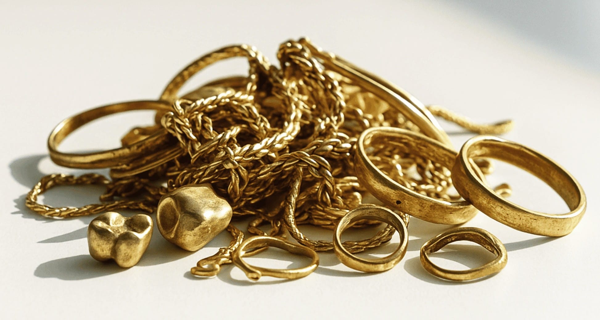 Scrap jewellery ready to be melted