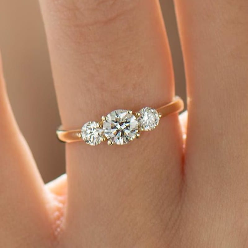 Three Stone Engagement Ring, a delicate Three Diamond Ring