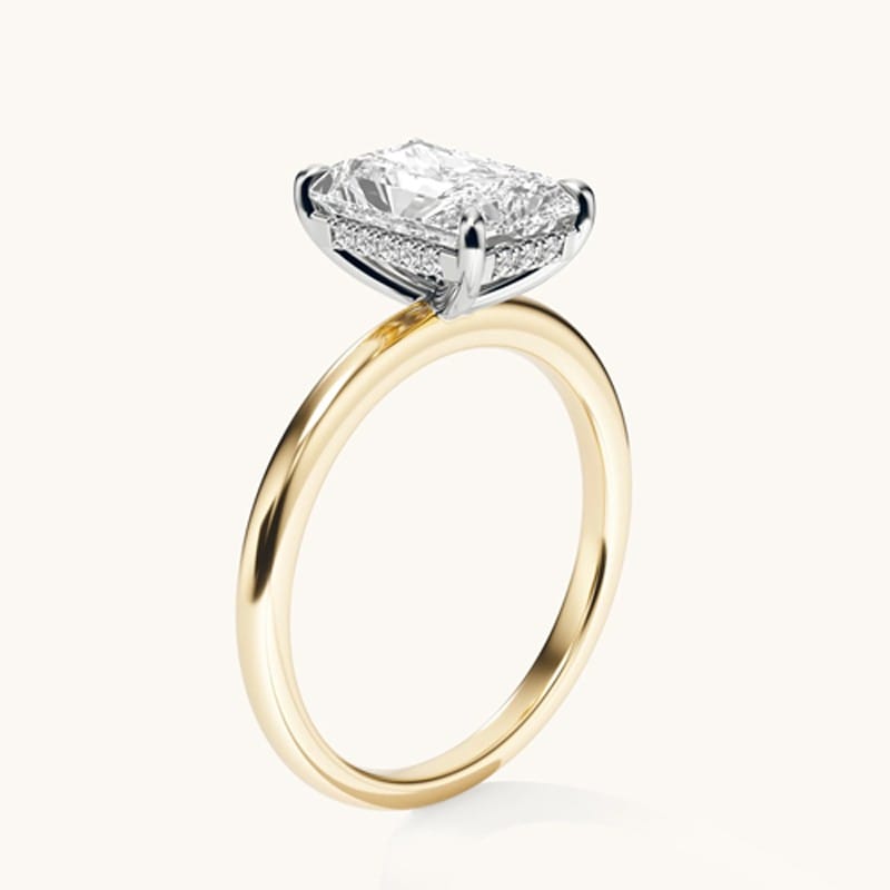 Hidden Halo, Emerald Cut Engagement Ring